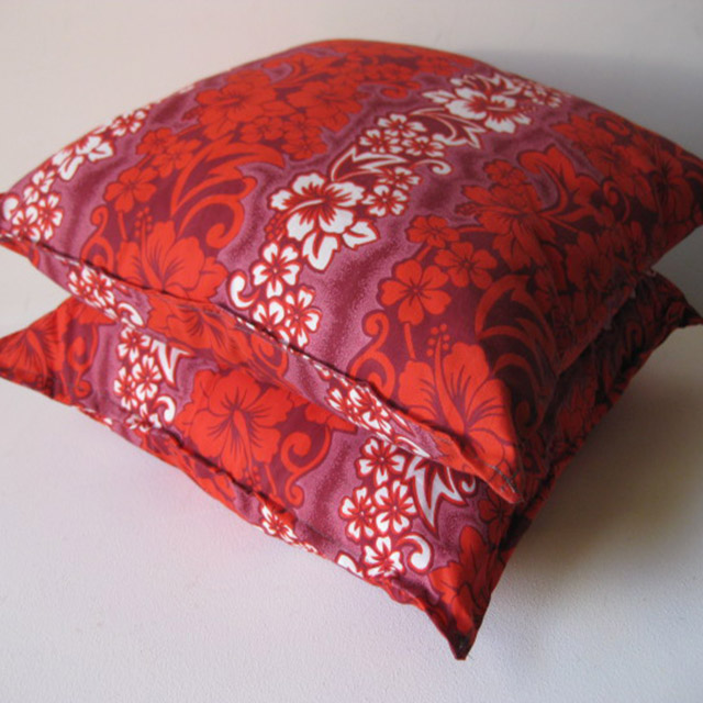 CUSHION, Red Tropical Print